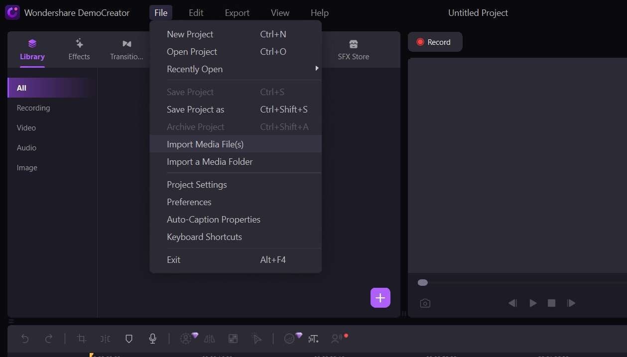 import media files democreator