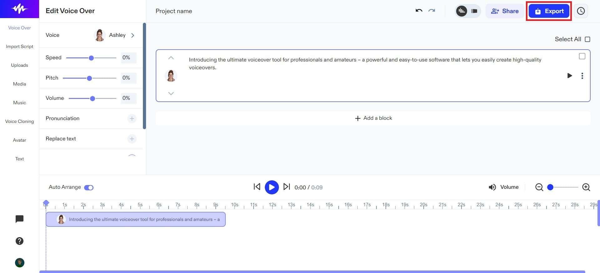 export ai generated siri voice over from speechify