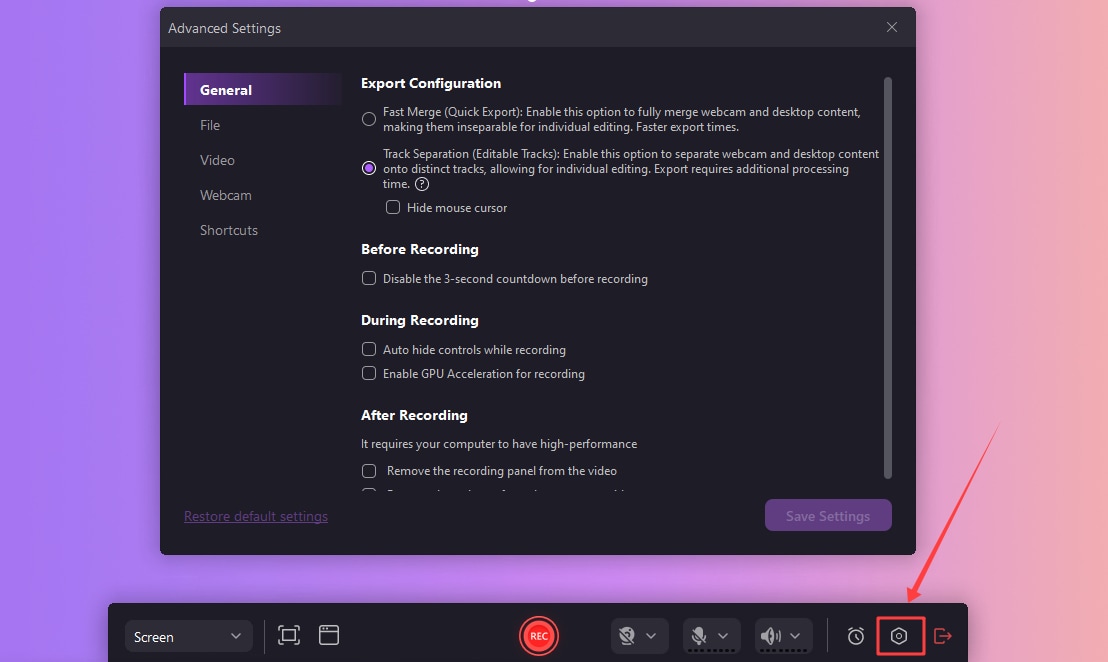adjust your export configuration settings
