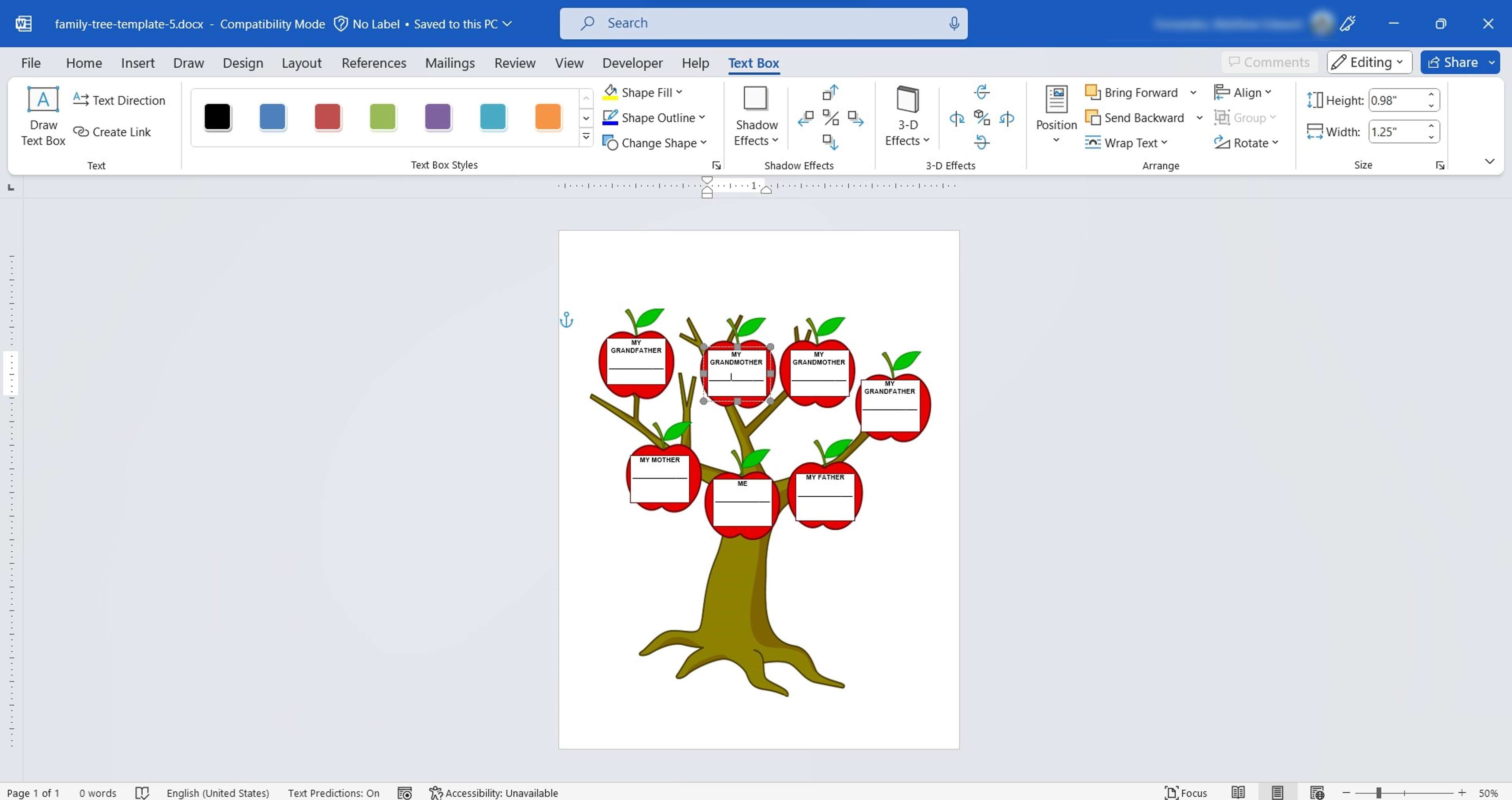 ms word desktop family tree