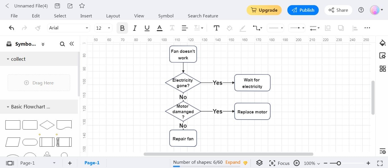 connect the edrawmax flowchart shapes