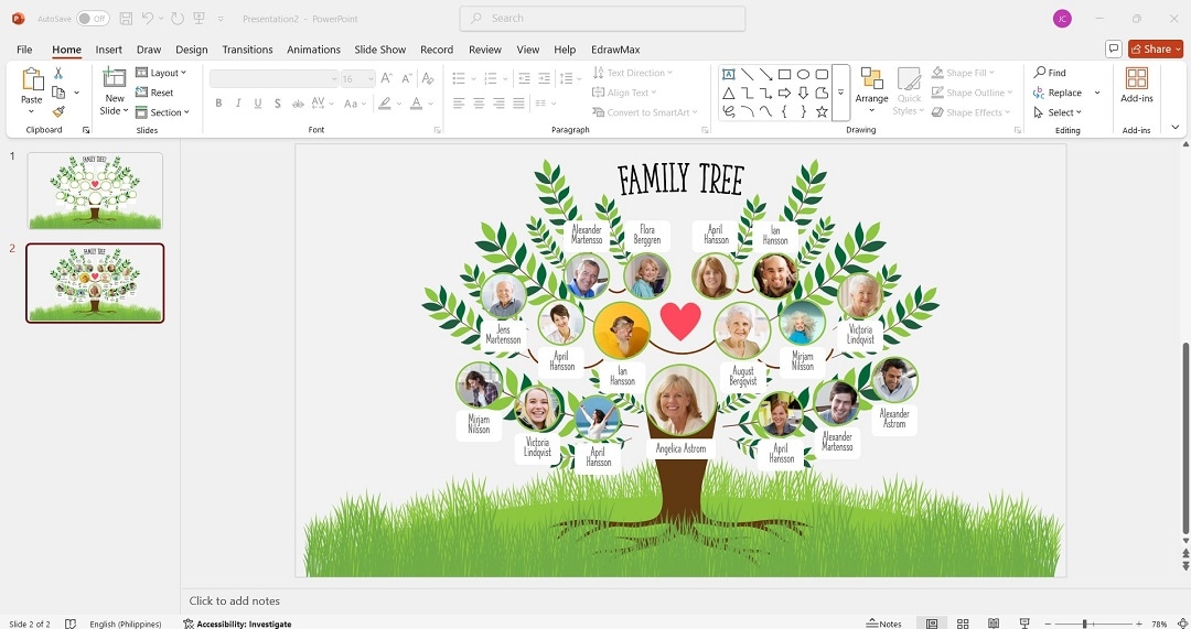 customizing the family tree