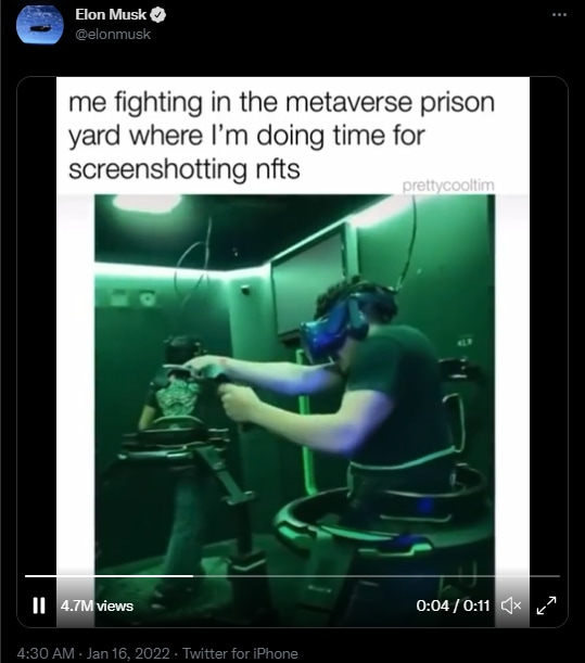 Video of A Metaverse Prison Yard Virtual Video By Elon Musk