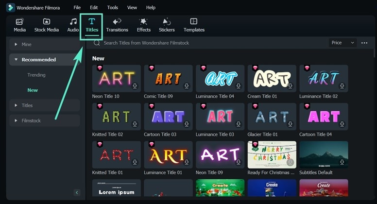 filmora transitions and titles