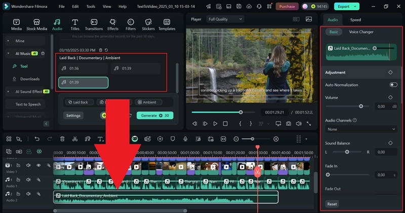 insert ai music to video