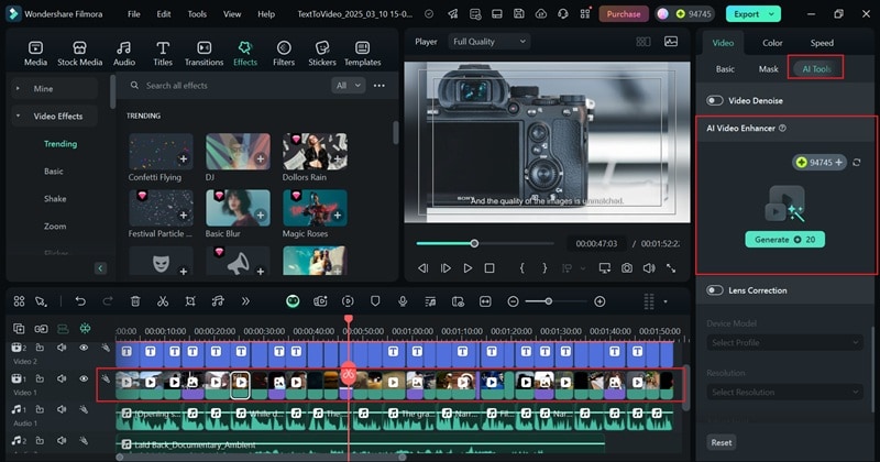 activate ai video enhancer feature
