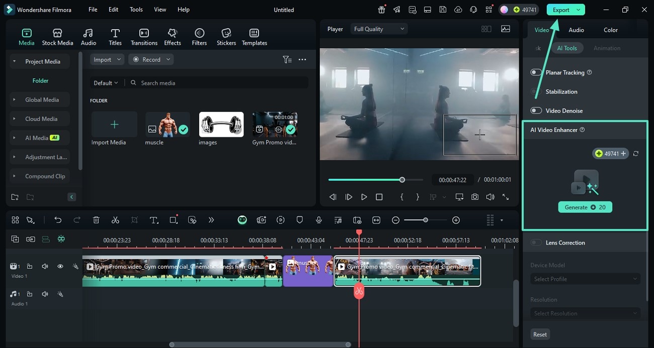 use ai video enhancer and export