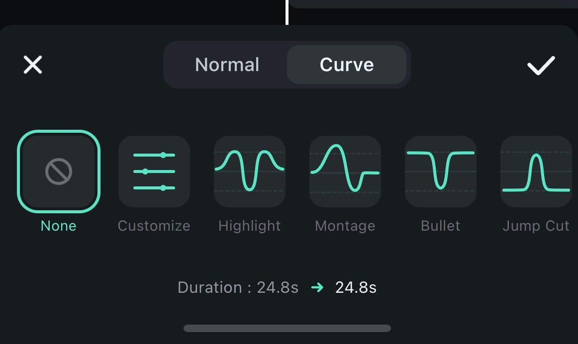 speed curve option in filmora