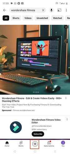 add youtube shorts mobile