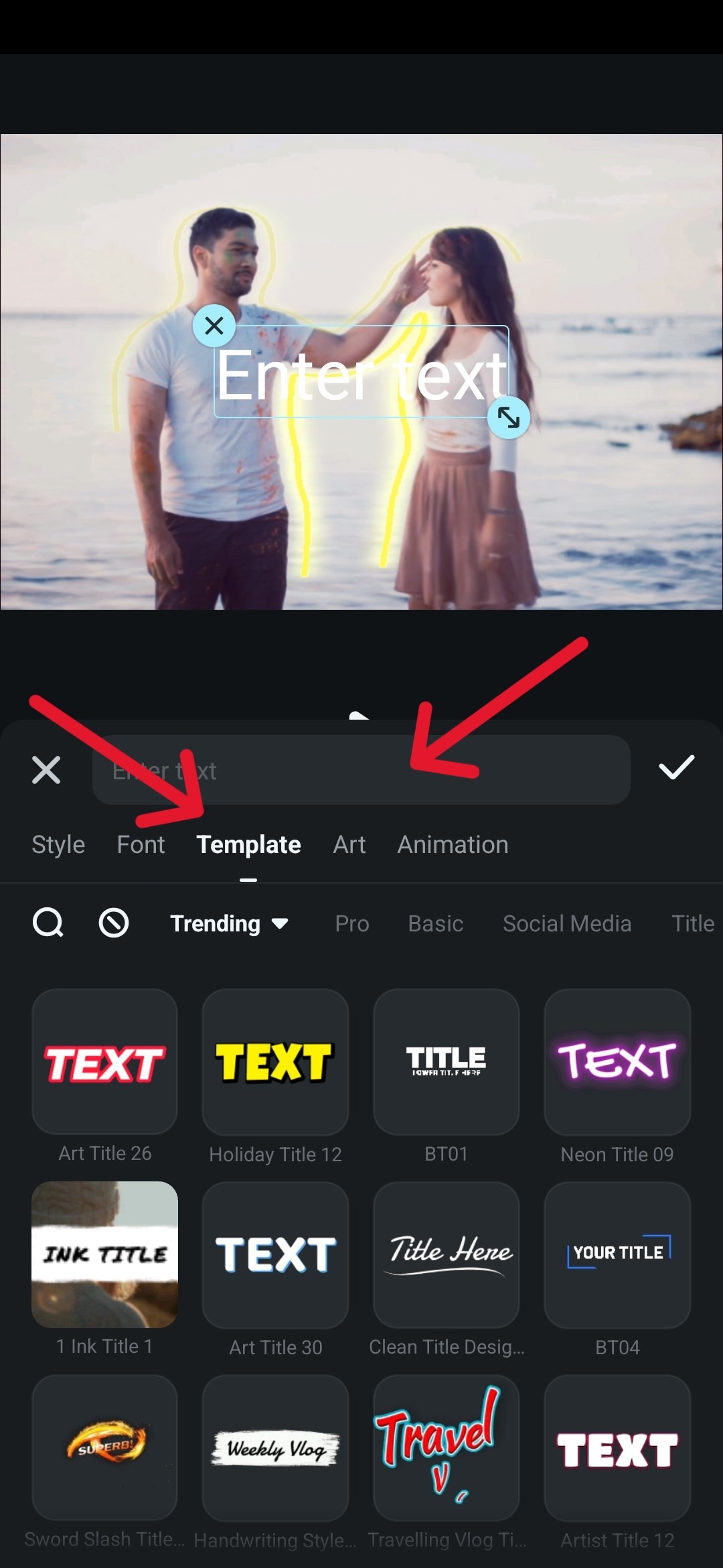 filmora mobile title templates