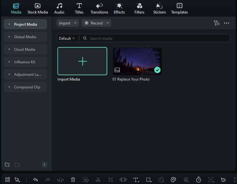 import photo to enhance in filmora