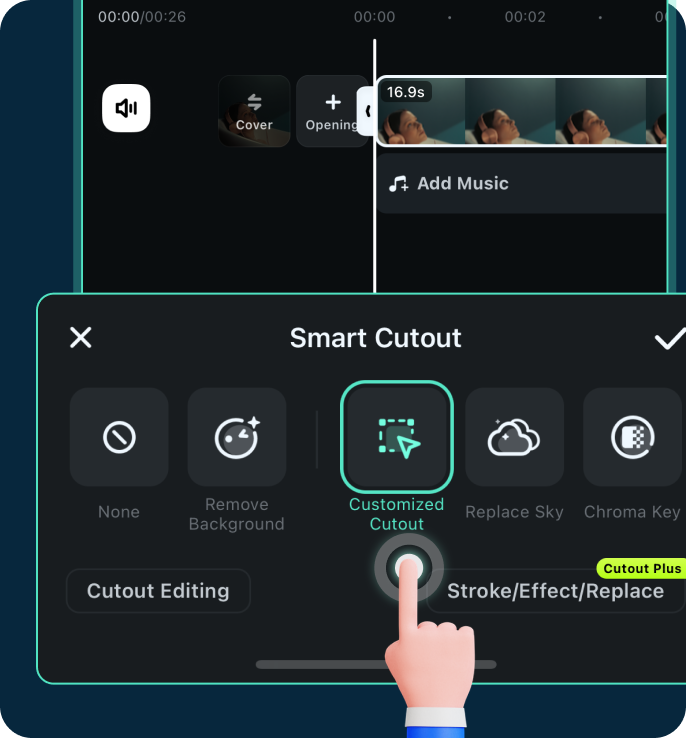 highlight the object or video background you want to cut out