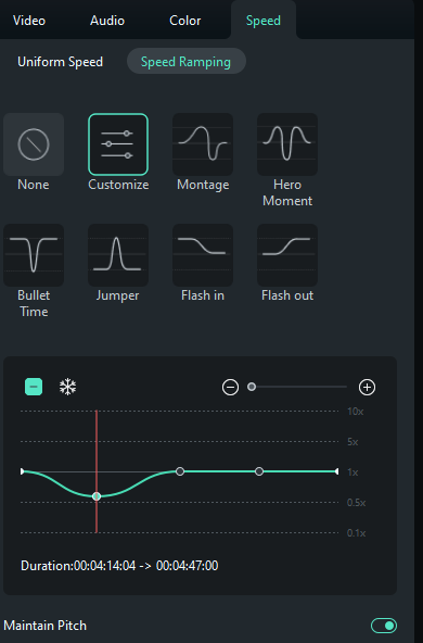make adjustments in speed ramping