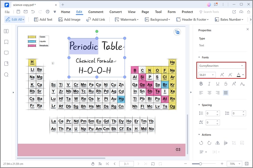 edit text size in pdf