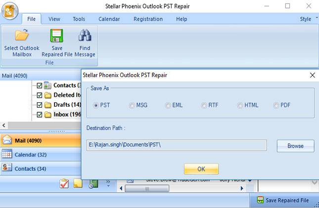 repair Microsoft Outlook pst file step 4
