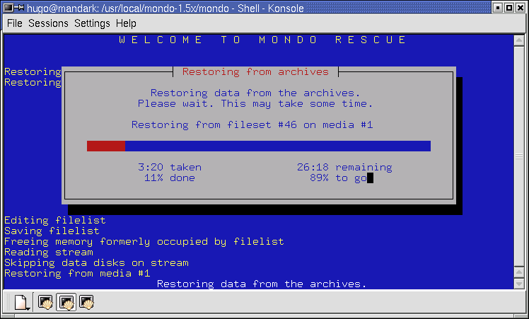 recover linux data using mondo rescue