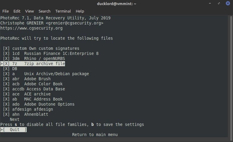 choose types of files to recover