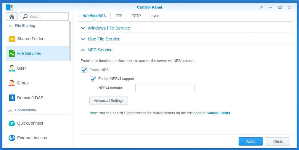 enable nfs services