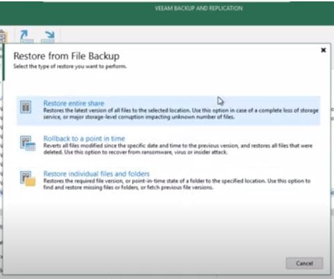veeam nas backup restore wizard