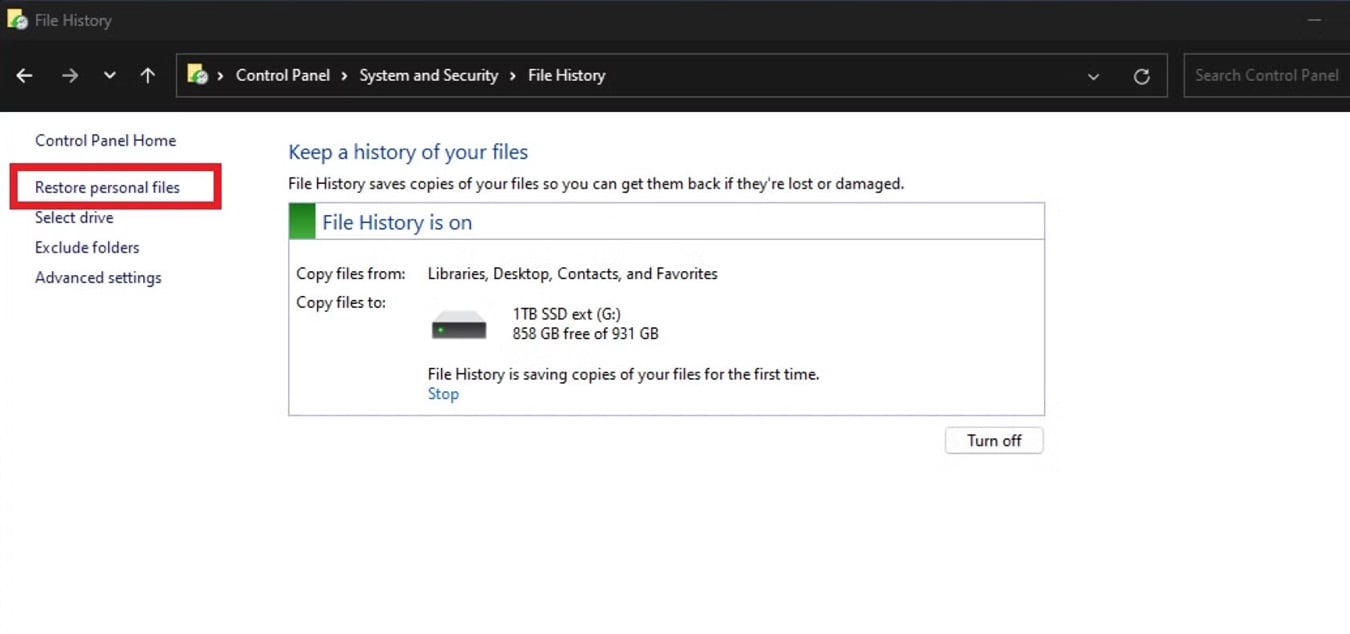 windows file history