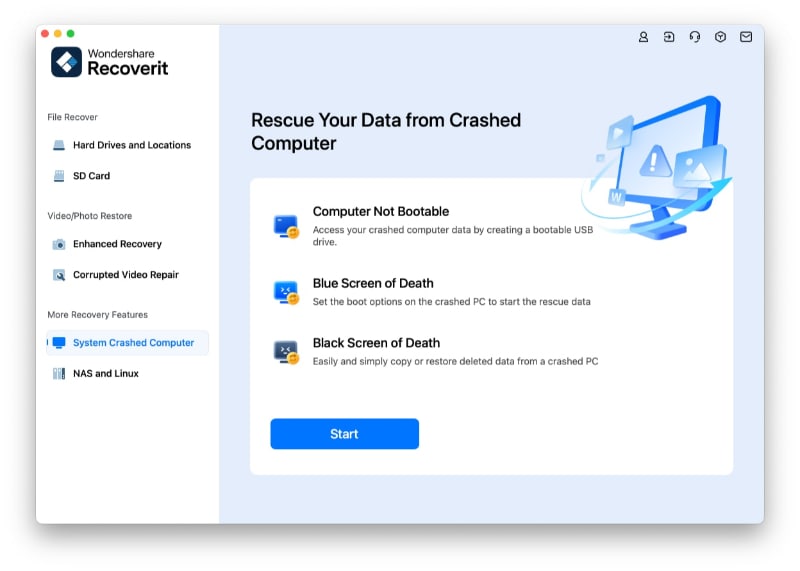 start system crashed computer recovery