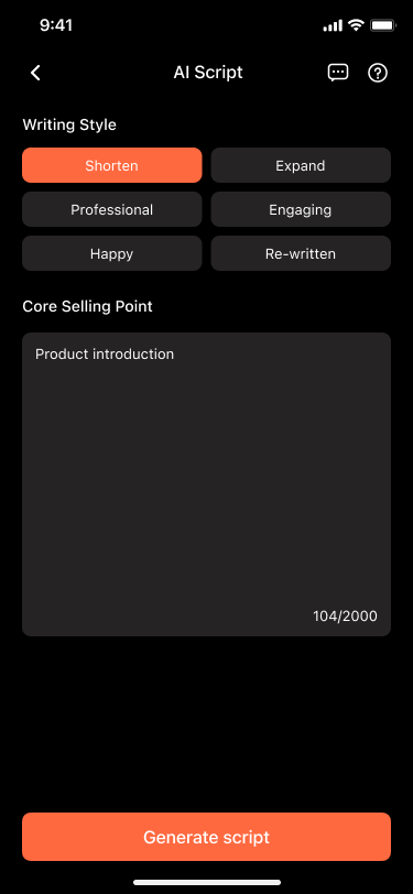 fill in options and click generate script.